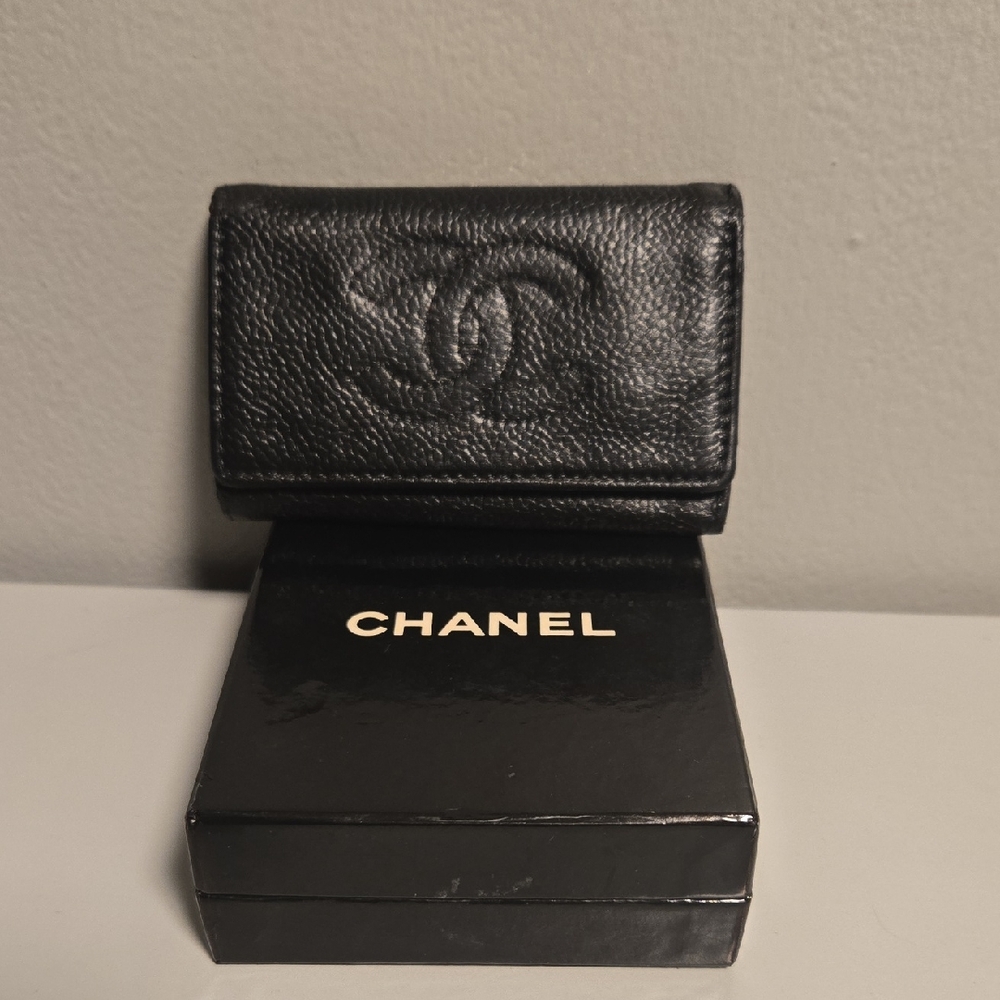CHANEL Black Leather Card Holder
